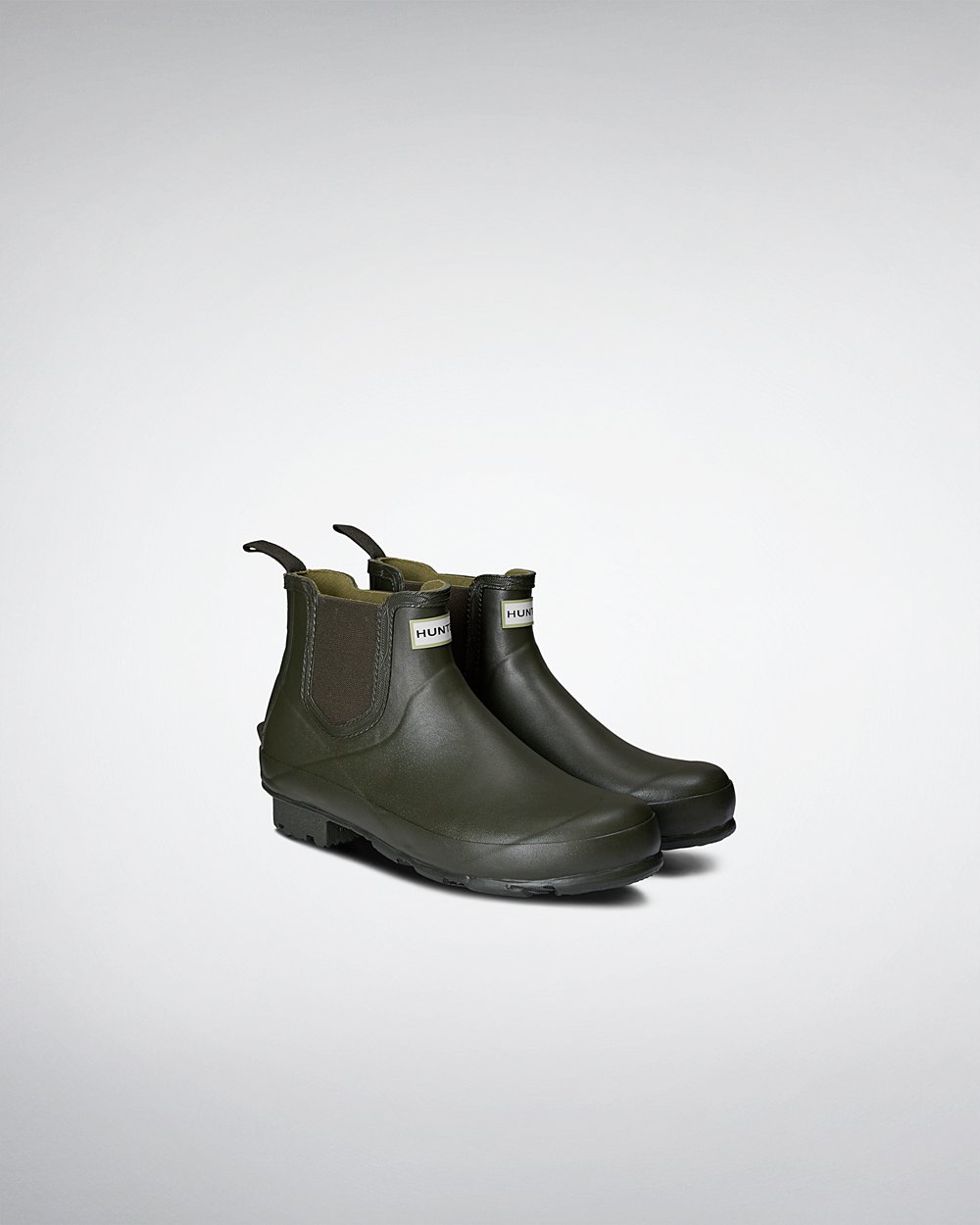 Mens Hunter Norris Field - Chelsea Boots Dark Olive - 9428-PGWKC